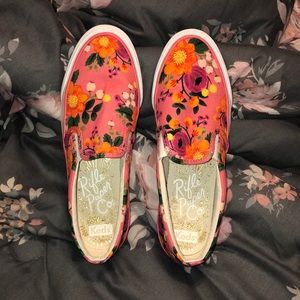 Flower Print Coral Slip-On Keds Women Size 7.5